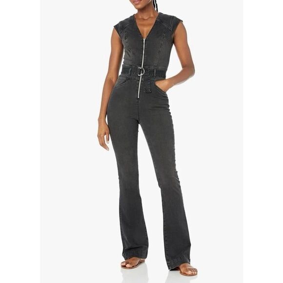 PAIGE Pants - PAIGE Laurel Canyon belted denim jumpsuit Dark Twilight Size 00 NWT/001